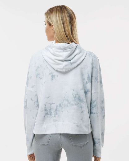 J. America Women's Crop Hooded Sweatshirt 8853 #colormdl_Grey Tie Dye