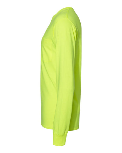 Hanes Unisex Workwear Long Sleeve Pocket T-Shirt W120 #color_Safety Green