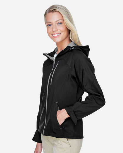 North End Women's Prospect Two-Layer Fleece Bonded Soft Shell Hooded Jacket 78166 #colormdl_Black