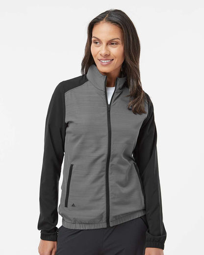 Adidas Women's Heather Block Full-Zip Windshirt A547 #colormdl_Black/ Black Heather