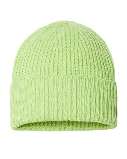 Atlantis Headwear Sustainable Chunky Rib Cuffed Beanie OAK #color_Acid Green