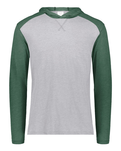 Augusta Sportswear Unisex Gameday Vintage Hooded T-Shirt 6884 #color_Grey Heather/ Dark Green Heather