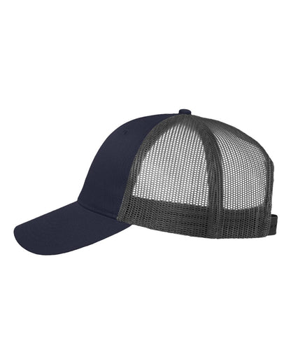 Valucap Mesh-Back Twill Trucker Cap VC400 #color_Navy/ Charcoal