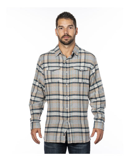 Burnside Yarn-Dyed Long Sleeve Flannel Shirt 8210 #color_Stone