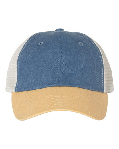 Valucap Pigment-Dyed Trucker Cap SP510 #color_Royal/ Mustard/ Stone
