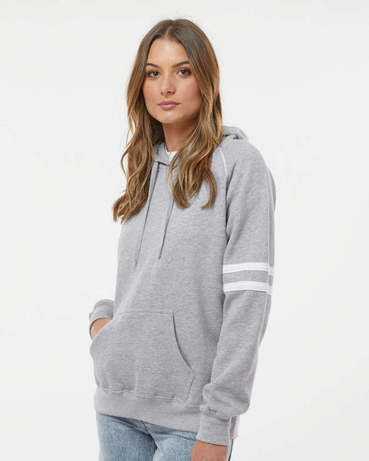 J. America Women's Varsity Fleece Piped Hooded Sweatshirt 8645 #colormdl_Oxford