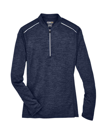 CORE365 Women's Kinetic Performance Quarter-Zip Pullover CE401W #color_Classic Navy Heather/ Carbon