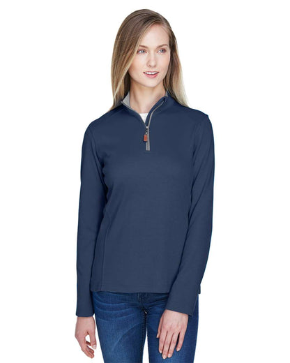 Devon & Jones Women's DRYTEC20™ Performance Quarter-Zip Pullover DG479W #colormdl_Navy/ Grey Heather/ Graphite