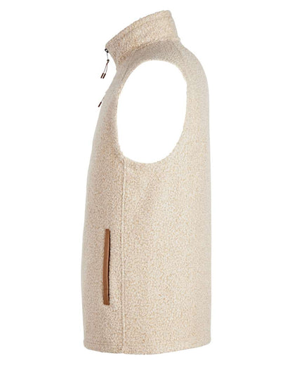 North End Men's Aura Sweater Fleece Vest NE714 #color_Oatmeal Heather/ Teak
