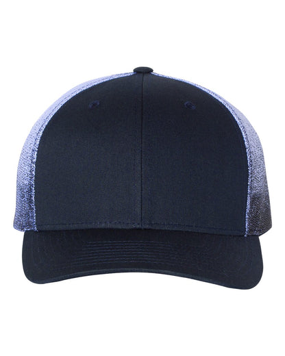 Richardson Printed Mesh Trucker Cap 112PM #color_Navy/ Navy to White Fade