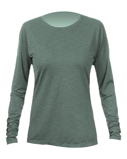 ANETIK Women's Breeze Tech Long Sleeve T-Shirt WSBRZL0 #color_Dark Olive Heathered