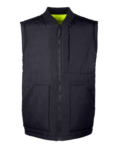 Harriton Unisex Dockside Interactive Reversible Freezer Vest M776 #color_Black/ Safety Yellow