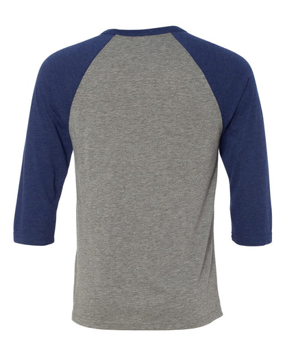 BELLA + CANVAS Three-Quarter Sleeve Baseball Tee 3200 #color_Grey/ Navy Triblend