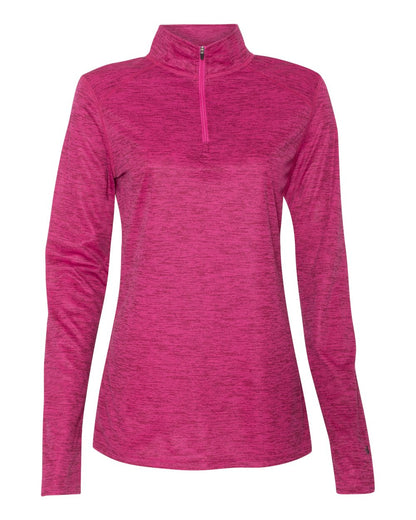 Badger Women’s Tonal Blend Quarter-Zip Pullover 4173 #color_Hot Pink Tonal Blend