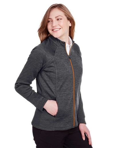 North End Women's Flux 2.0 Full-Zip Jacket NE712W #colormdl_Black Heather/ Orange Soda