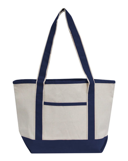 OAD Promotional Heavyweight Medium Beach Tote OAD102 #color_Natural/ Navy