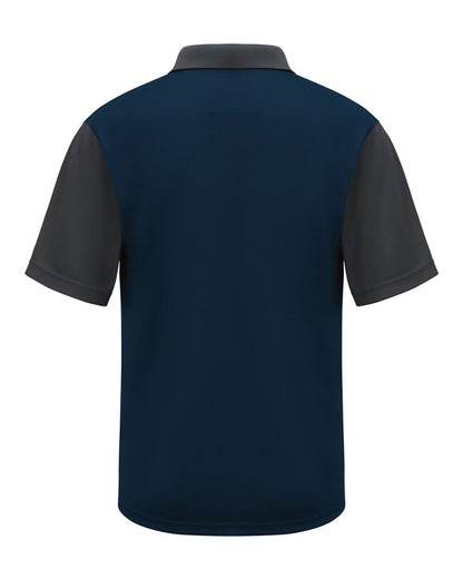Red Kap Men's Performance Knit Color-Block Polo SK56 #color_Navy/ Charcoal