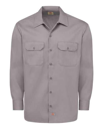Dickies Men's Tall Long Sleeve Work Shirt 5574T #color_Silver Grey