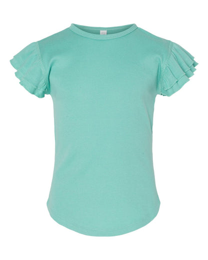 Rabbit Skins Toddler Flutter Sleeve Tee 3339 #color_Saltwater