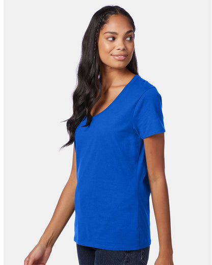 Hanes Women's Perfect-T V-Neck T-Shirt S04V #colormdl_Deep Royal