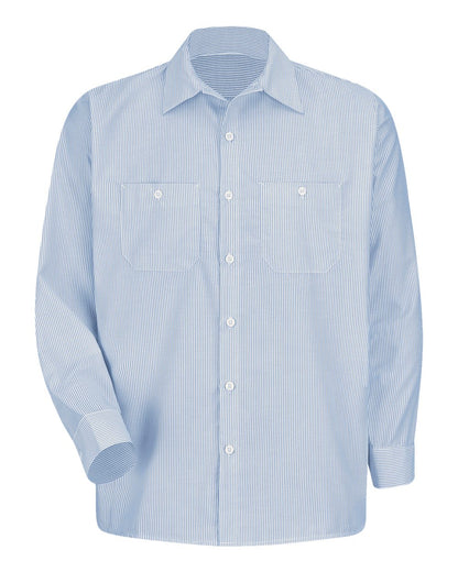 Red Kap Men's Industrial Stripe Work Shirt SL10 #color_WB-Blue/ White