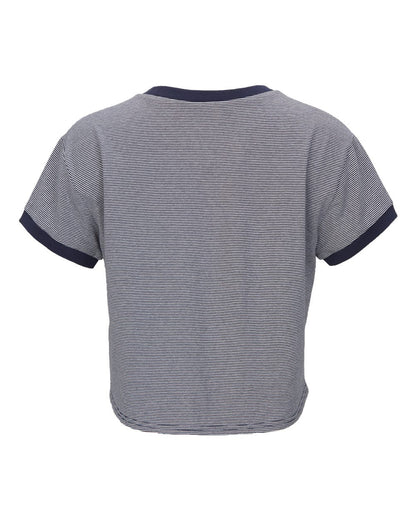 Boxercraft Women's Striped Tie Front T-Shirt BW2107 #color_Navy/ White
