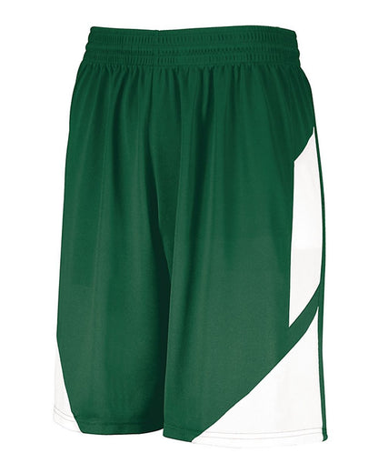 Augusta Sportswear Step-Back Basketball Shorts 1733 #color_Dark Green/ White