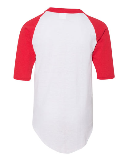 Augusta Sportswear Youth Three-Quarter Sleeve Baseball Jersey 4421 #color_White/ Red