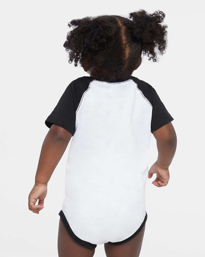 Rabbit Skins Infant Baseball Fine Jersey Bodysuit 4430 #colormdl_White Solid/ Black