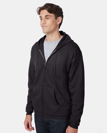 Hanes Unisex EcoSmart® Full-Zip Hooded Sweatshirt P180 #colormdl_Black