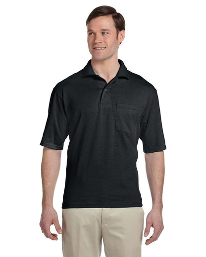 JERZEES Men's SpotShield® 50/50 Polo with Pocket 436MPR #colormdl_Black