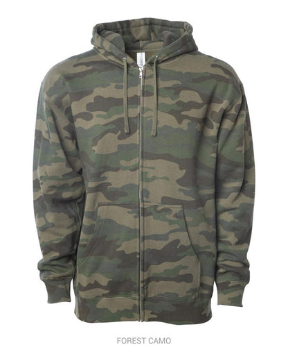 Independent Trading Co. Unisex Midweight Full-Zip Hooded Sweatshirt SS4500Z #color_Forest Camo