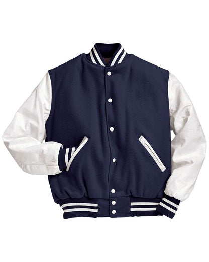 Holloway Men's Varsity Wool Jacket 224183 #color_Dark Navy/ White
