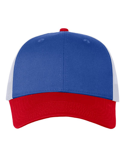 Valucap Mesh-Back Twill Trucker Cap VC400 #color_Royal/ White/ Red