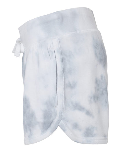 J. America Women's Fleece Shorts 8856 #color_Grey Tie Dye
