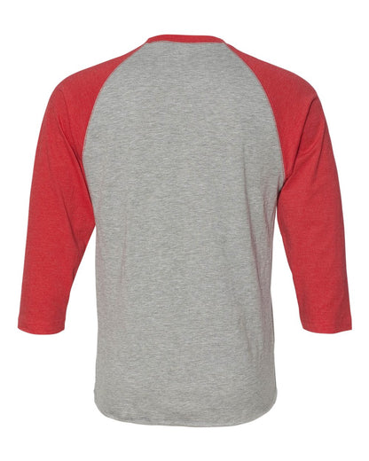 LAT Men's Baseball Fine Jersey Three-Quarter Sleeve Tee 6930 #color_Vintage Heather/ Vintage Red