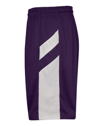 Alleson Athletic Men's B-Pivot Rev. Shorts 7266 #color_Purple/ White