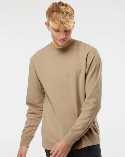 Independent Trading Co. Midweight Pigment-Dyed Crewneck Sweatshirt PRM3500 #colormdl_Pigment Sandstone