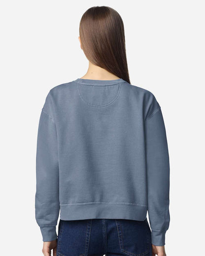 Comfort Colors Women's Garment-Dyed Mid-Length Crewneck Sweatshirt 1566L #colormdl_Blue Jean