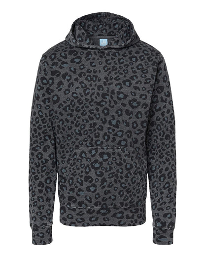 J. America Youth Triblend Fleece Hooded Sweatshirt 8880 #color_Black Leopard Triblend