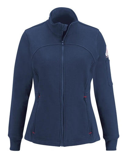 Bulwark Women's Zip Front Fleece Jacket-Cotton/Spandex Blend SEZ3 #color_Navy