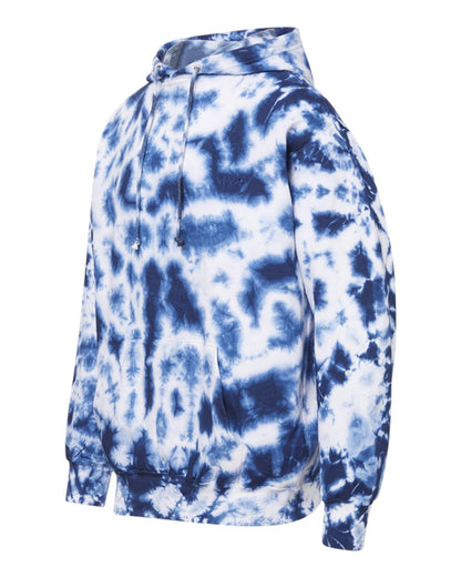 MV Sport Unisex Classic Fleece Tie-Dye Hooded Sweatshirt 1290 #color_Navy Tie Dye