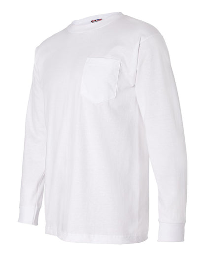 Bayside USA-Made Long Sleeve Pocket T-Shirt 8100 #color_White