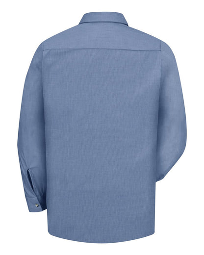 Red Kap Men's Industrial Long Sleeve Work Shirt SP14 #color_Denim Blue Microcheck