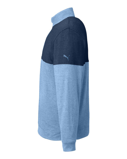 Puma Golf Men's Cloudspun Warm Up Quarter-Zip Pullover 595803 #color_Blue Bell/ Dark Denim