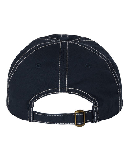 Valucap Bio-Washed Classic Dad Hat VC300A #color_Navy/ Stone Stitch