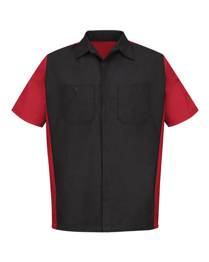 Red Kap Men's Short Sleeve Automotive Crew Shirt SY20 #color_Black/ Red