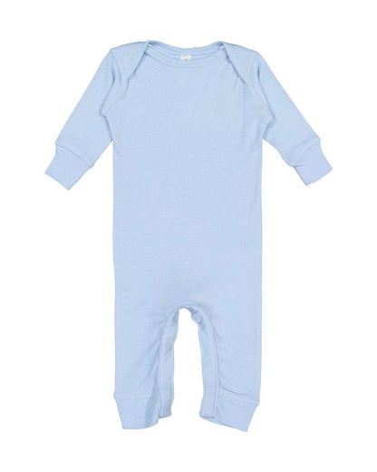 Rabbit Skins Infant Long Legged Baby Rib Bodysuit 4412 #color_Light Blue