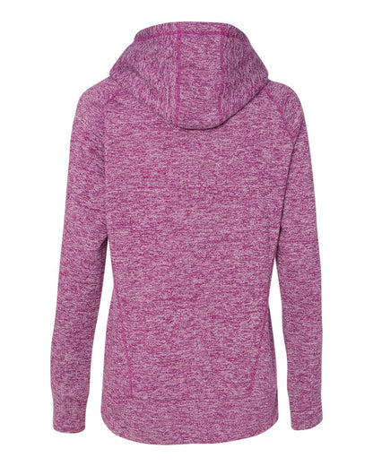 J. America Women’s Cosmic Fleece Hooded Sweatshirt 8616 #color_Magenta/ Neon Yellow