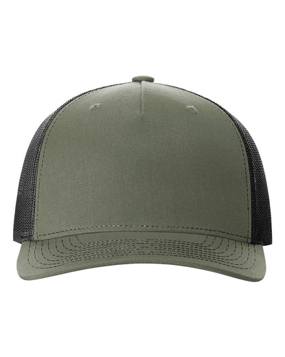 Richardson Five-Panel Trucker Cap 112FP #color_Loden Green/ Black